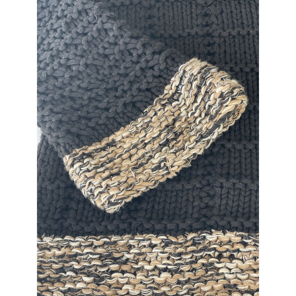 Isabella Bird Y2K TurtleNeck Cowl Chunky Knit Flare Sleeves Sz Medium Black - Picture 4 of 7